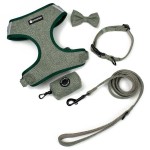 犬用背带套装厂家-奢华斜纹可调定制牵引