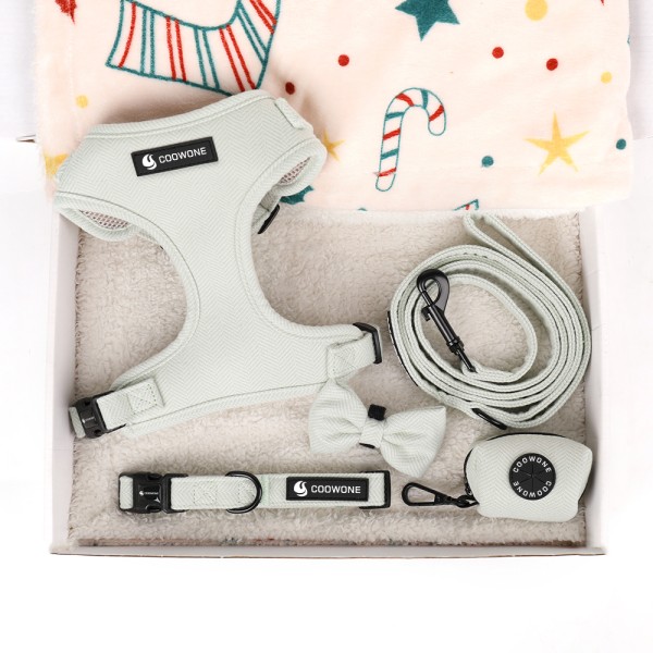 犬用背带套装厂家-奢华斜纹可调定制牵引