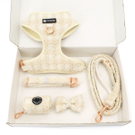 犬用背带套装供应商-个性化奢华花呢项圈包