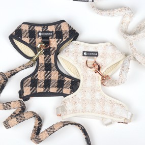 Dog Harness Set Supplier - Personalized Luxury Tweed Collar Bag