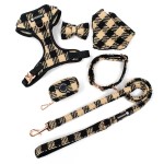 犬用背带套装供应商-个性化奢华花呢项圈包