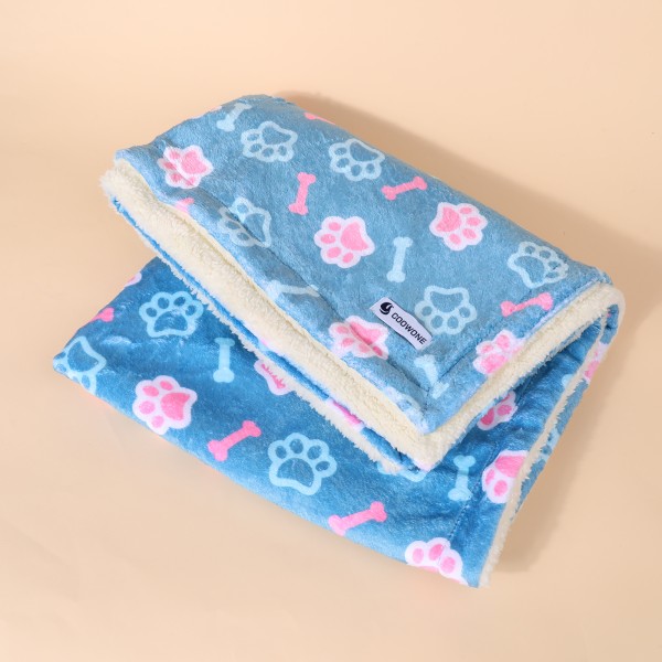 宠物毯生产商-柔软绒面爪印睡垫