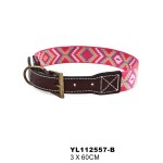 狗散步项圈厂家-豪华D环可调皮革拼接