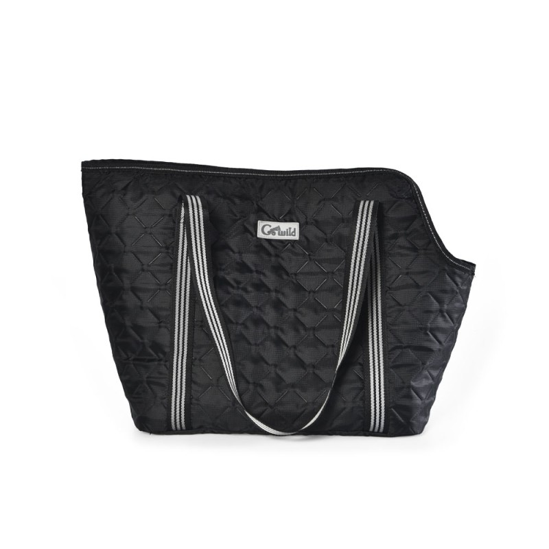 宠物携带袋厂家-廉价黑色牛津布绗缝吊带