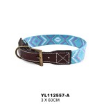 狗散步项圈厂家-豪华D环可调皮革拼接