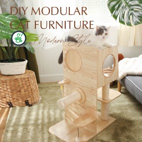 猫游乐场厂家-多层树隐藏处抓板DIY大号