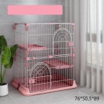 猫笼厂家-大型4层不锈钢粉色