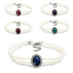 宠物项链生产商-可调双排珍珠水钻