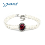 宠物项链生产商-可调双排珍珠水钻