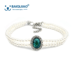 宠物项链生产商-可调双排珍珠水钻