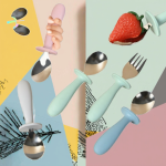 婴儿餐具供应商-新款不锈钢不含BPA手柄