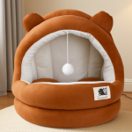 猫床厂家-冬季保暖半封闭四季垫纯色图案