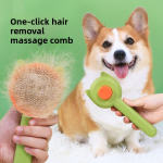 宠物美容梳厂家-自清洁塑料去毛按摩刷