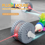 互动猫玩具厂家-批发电动激光红外带羽毛尾