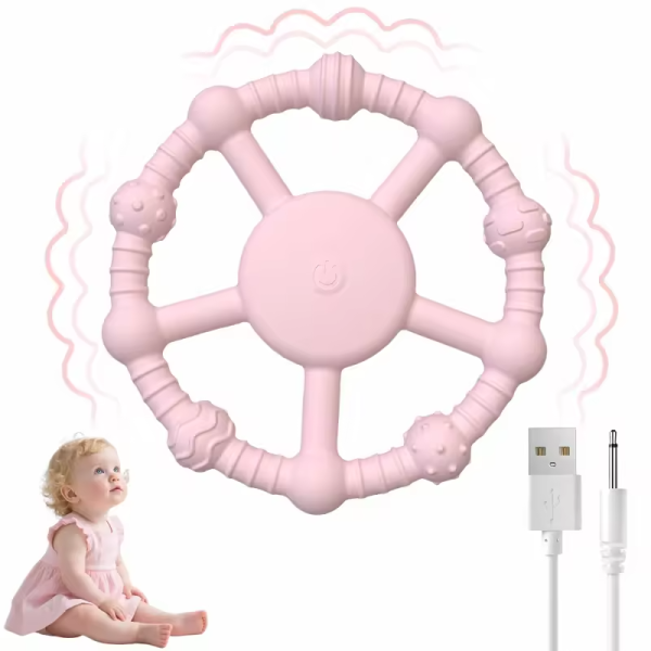 婴儿磨牙棒厂家-新款设计硅胶电动感官食品级振动