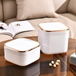 桌面垃圾桶厂家-迷你轻奢塑料茶几存储桶