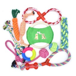 宠物咬胶套装厂家-可定制耐用10件装软球橡胶棉