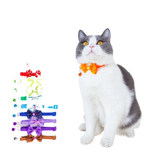 宠物项圈厂家-可调铃铛蝴蝶结多色批发厂家