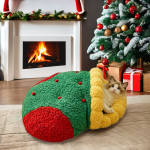 猫窝厂家-新款圣诞冬季温暖深睡半封闭