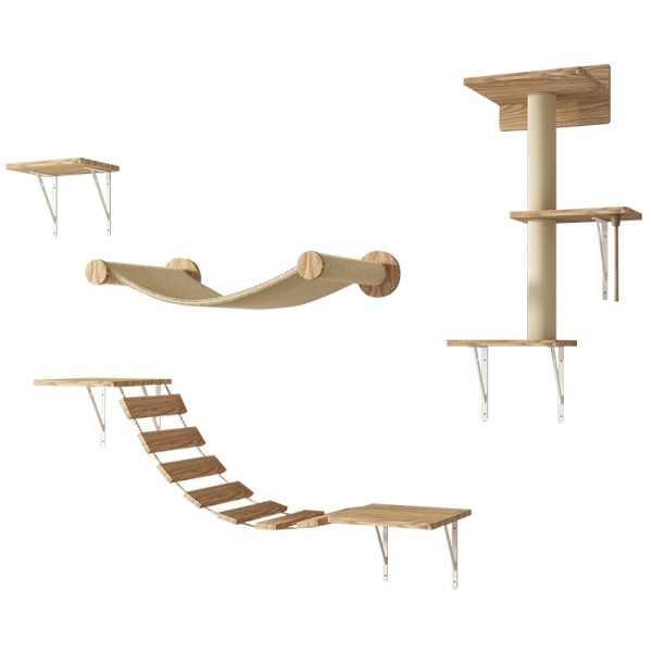Cat Climbing Frame Supplier - Modern Luxury Solid Wood DIY Wall-mounted Novel Design