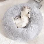 Cat Bed Manufacturer - Wholesale Cave Solid Pattern Long Fur Round Winter Pad