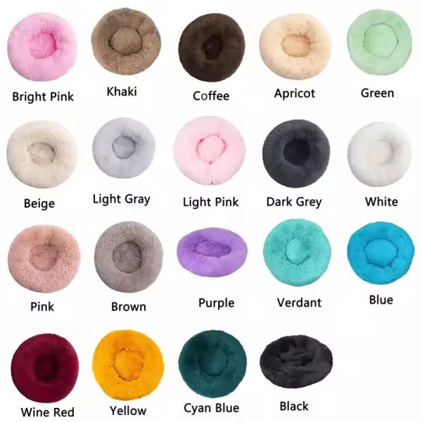 Cat Bed Manufacturer - Wholesale Cave Solid Pattern Long Fur Round Winter Pad