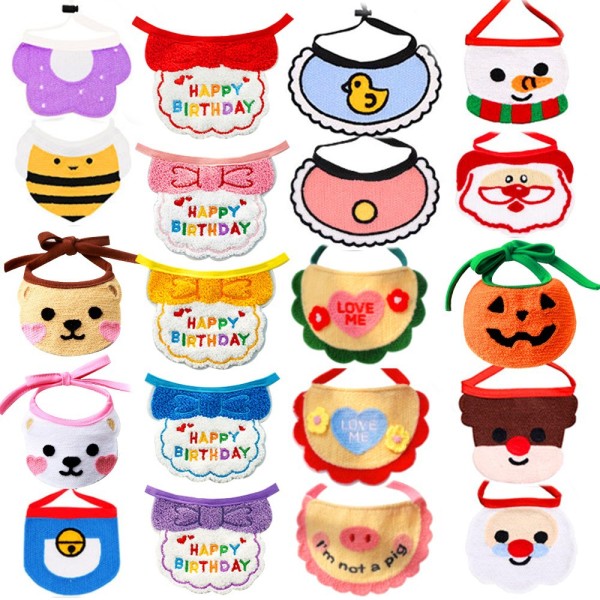 Pet Scarf Supplier - Christmas Birthday Style Elegant Floral Triangle Plush Material