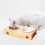 Elevated Dog Bowls Manufacturer - Custom Double Bamboo Stand Two Stainless Steel