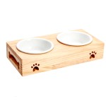 Elevated Dog Bowls Manufacturer - Custom Double Bamboo Stand Two Stainless Steel