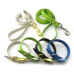 狗牵引绳项圈厂家-个性化条纹图案PVC涂层PU材质