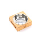 Elevated Dog Bowls Manufacturer - Custom Double Bamboo Stand Two Stainless Steel
