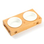 Elevated Dog Bowls Manufacturer - Custom Double Bamboo Stand Two Stainless Steel