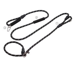 狗链牵引绳厂家-尼龙窒息项链霸王小古巴条纹印花