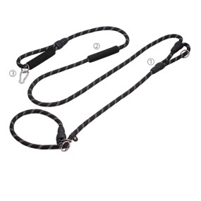 狗链牵引绳厂家-尼龙窒息项链霸王小古巴条纹印花