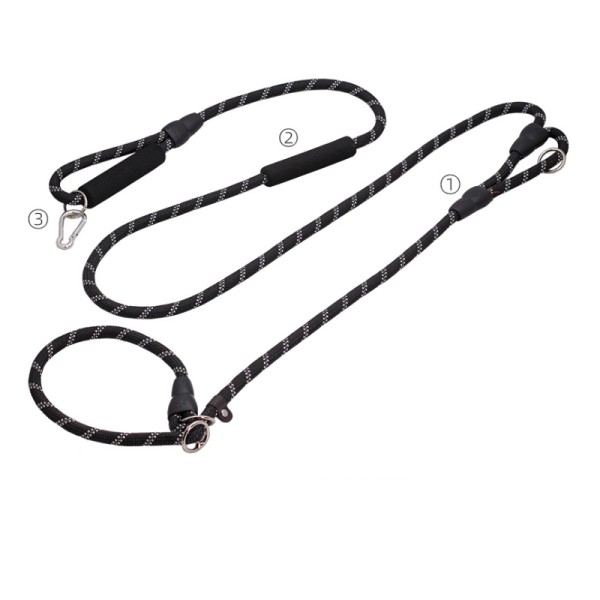 狗链牵引绳厂家-尼龙窒息项链霸王小古巴条纹印花