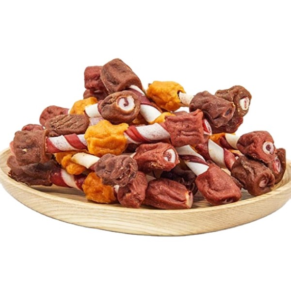 宠物食品厂家-工厂直销烧烤鸡肉鸡肝牛肉配生皮棒