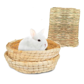 Bunny Bedding Factory - Grass Mat Bed Rabbit Natural Woven Straw Mats Bedding Guinea
