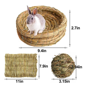 Rabbit Chew Toy Supplier - Bunny Hay Mat Small Animal Chew Teeth Natural Handcrafted