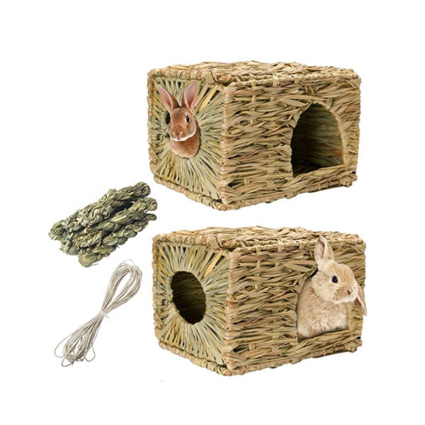 兔屋厂家-草屋兔小屋天然草编织可折叠玩耍藏身处