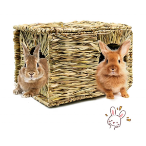 Rabbit House Factory - Grass House Natural Hideaway Foldable Bed Openings Bunny Guinea