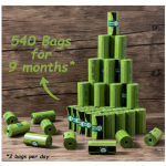 狗废物袋厂家-540只装加厚强固100%防漏绿色