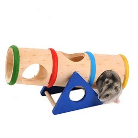 Pet Toy Manufacturer - Natural Wood Colorful Seesaw Cylinder Tunnel Cage House Hide Play