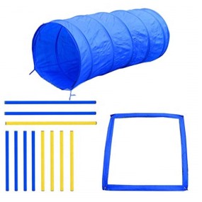 Dog Agility Course Factory - Obstacle Backyard Competitive Training Course Kit Blue Yellow
