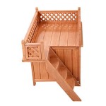 狗屋厂家-木制狗房庇护所带楼梯高顶阳台床