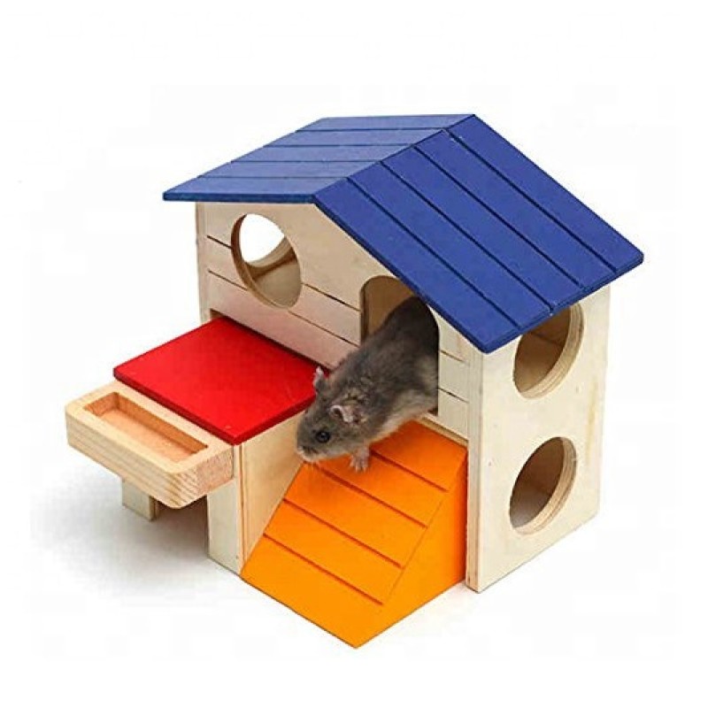 宠物屋厂家-仓鼠屋耐用无味无毒豪华两层木屋