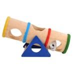 宠物玩具厂家-天然木彩色跷跷板圆柱隧道笼屋隐藏玩耍