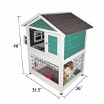 兔笼厂家-户外笼舍带跑场31.5英寸x26英寸x46英寸兔用