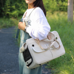 宠物运输背包厂家-便携可折叠猫斜挎包带扣闭合