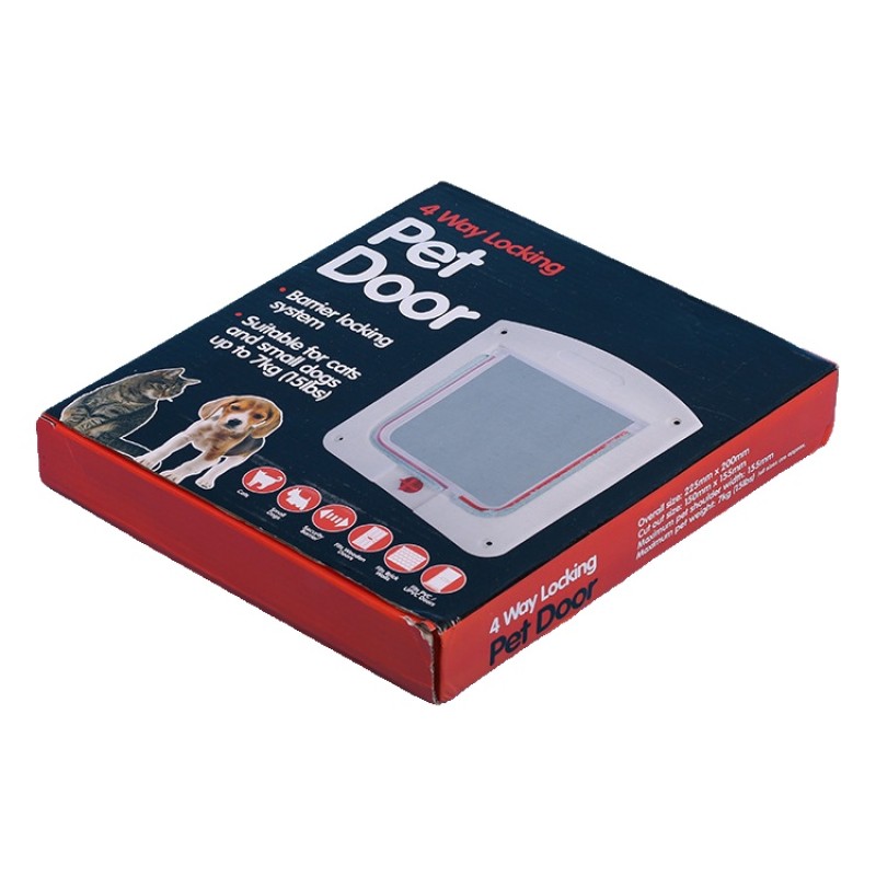 宠物门厂家-白框4向锁定磁力宠物猫门