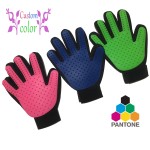 宠物美容手套厂家-定制2合1去毛洗澡手套硅胶尼龙